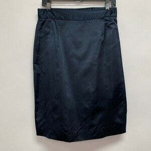 Saks Fifth Avenue Folio Collection Women's Skirt Size 8 Navy Blue 100% Silk